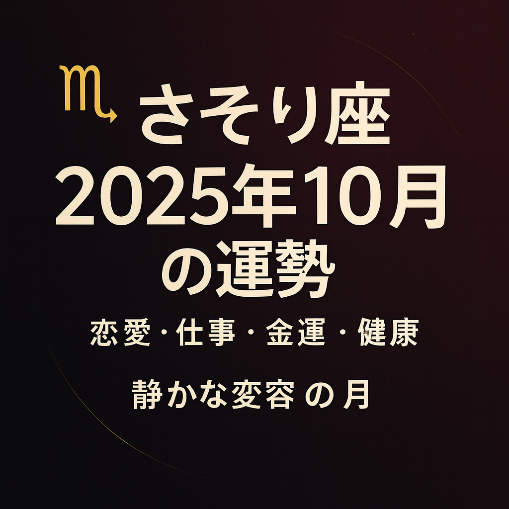 さそり座 2025年10月の運勢 サムネイル画像｜恋愛・仕事・金運・健康｜静かな変容の月（人物なし）
