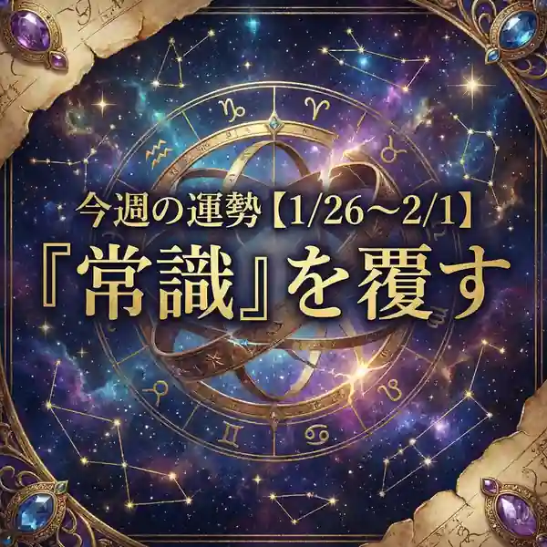 今週の運勢（1/26〜2/1）「常識」を覆す、星空と黄道十二宮のホロスコープを背景にした告知ビジュアル